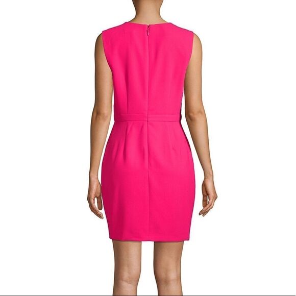 BCBGMAXAZRIA Clare Sleeveless V-neck Sheath Mini Dress In Pink Peacock 10 - Picture 4 of 4